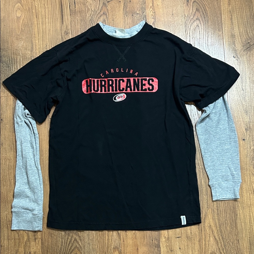 Reebok Carolina Hurricanes t-shirt with gray waffle long sleeves